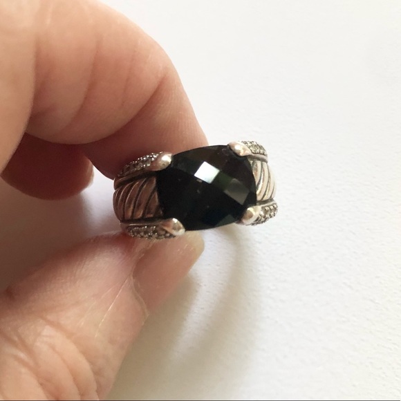 DAVID YURMAN Onyx & Diamond Cable Ring - Picture 10 of 13
